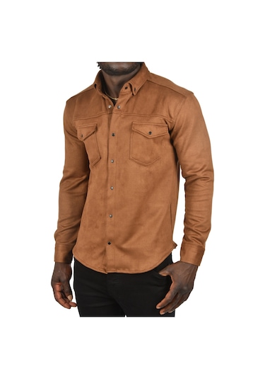 Deepsea Erkek Kahve Çift Cep Süet Gömlek 2302329 Kahve