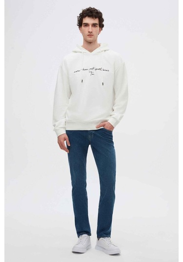 D's Damat Relaxed Fit Ekru Nakışlı Sweatshirt 3ECE24ORT0493 Ekru