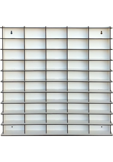 Woodbu 1/64 Hobi Araba Rafı Beyaz 50'Li (Hot Wheels, Matchbox)