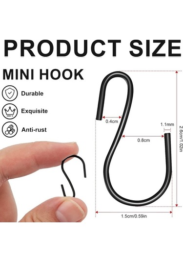 Ulzyvf Siyah Şeklinde Şeklinde Sanatları S S Mini Kanca, Kanca, İnç İçin El Adet 120 1 Fc