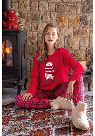 Aydoğan Kadın Termal Pijama Takımı Kırmızı