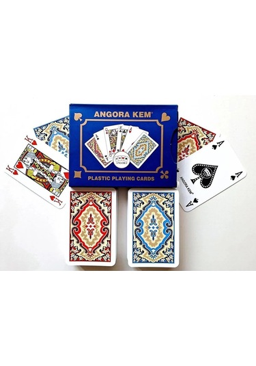 Angora Kem Plastik Oyun Kağıdı Iskambil Kağıdı Çift Deste Halı De