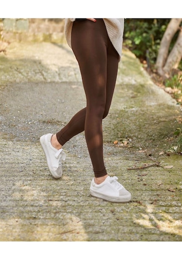 Emay 7000 Bayan Düz Uzun Tayt Kahverengi