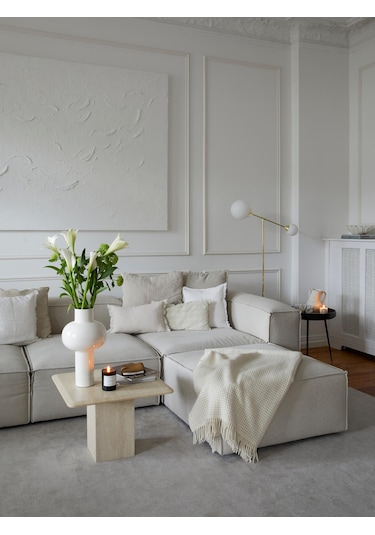 Mode Soft Köşe Koltuk Takımı 4 Modül Kırık Beyaz Keten Kumaş