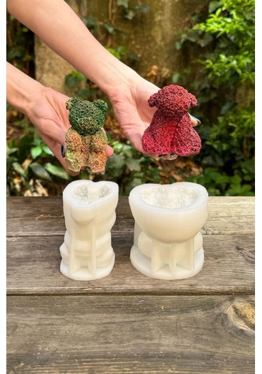 Rose Bear Ve Rose Dog İki Adet Silikon Mum Kalıp Seti