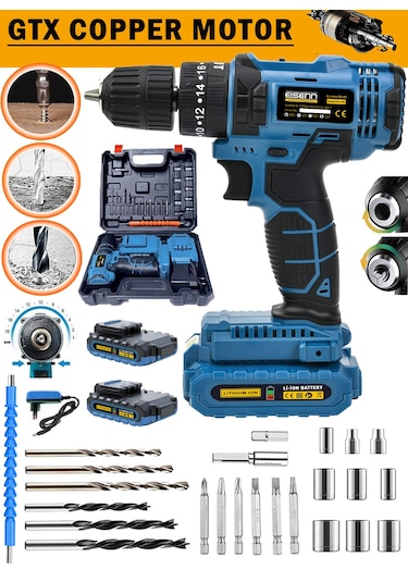 Eisenn Copper Blue 128 V 14 Ah Metal Şanzuman Vidalama Matkap