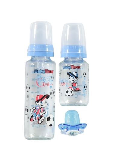 Baby Time 0-6 Ay Cam Biberon 3'lü Set  Mavi