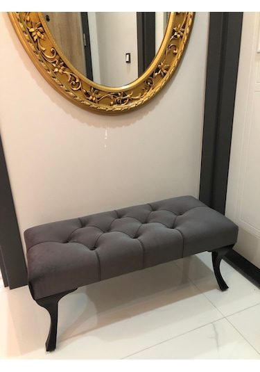 Antrasit Dekoratif Ayak Ucu Kapı Önü Mutfak Balkon Bench Puf Düğm