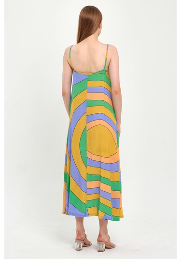 Askılı V Yaka Elbise B23-00150 sarı