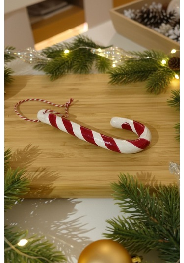 Baston Şeker Seramik Ağaç Süsü