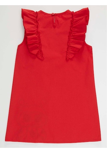 Denokids Fırfırlı Uç Uç Elbise Kırmızı