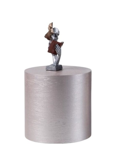 Walnut Ahşap Yan Sehpa Gümüş