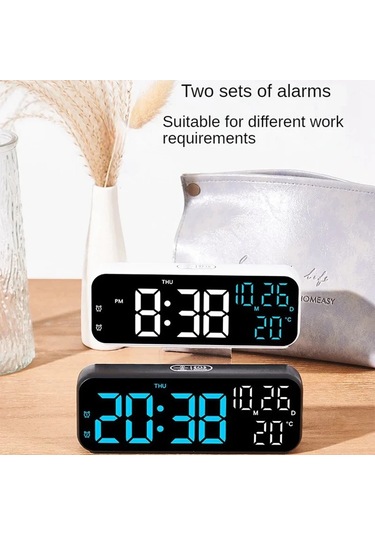 Dijital Çalar Saat Sıcaklığı Ve Tarih Haftası Ekran Gece Modu Tablo Saati Blue