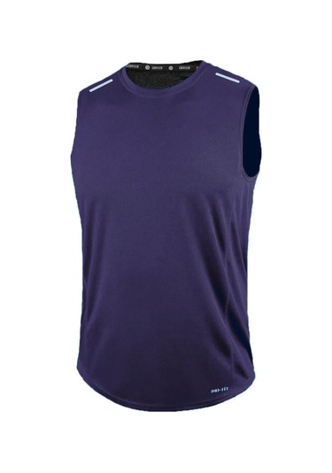 Erkek Nem Emici Hızlı Kuruma Atletik Teknik Performans Sporcu Sıfır Kol T-shirt Drıfıt-sıfırkol Lacivert