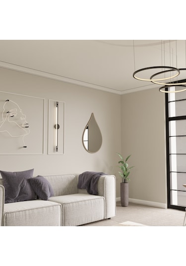 Dekoratif Damla Tasarımlı Pleksi Aynalı Duvar Dekoru Krem