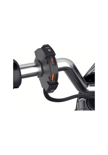 Motion003 Qc3 0 Motosiklet Telefon Şarj Cihazı Siyah Usb Tip C Hızlı Şarj 18w 30w Çift Portlu 12v 24v