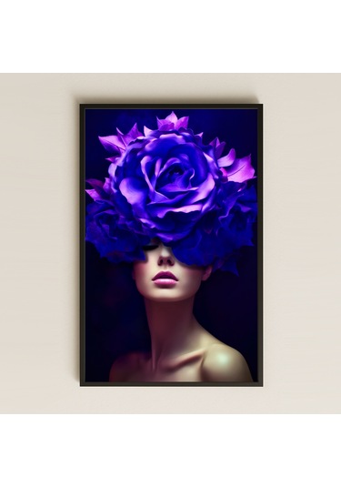 Mor Gül Tacı Ve Modern Kadın Portresi Temalı Etkileyici Pleksi Tablo