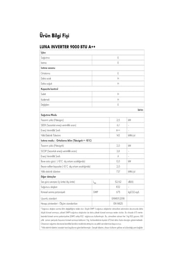 Regal LUNA A++ 9000 BTU Inverter Duvar Tipi Klima