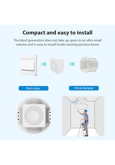 Lemestar Tuya Uygulamasıyla Uzaktan Kontrollü 16a Wifi Akıllı Çift Yollu Anahtar - Koyu Kutuda Montajlı, Tekli Paket