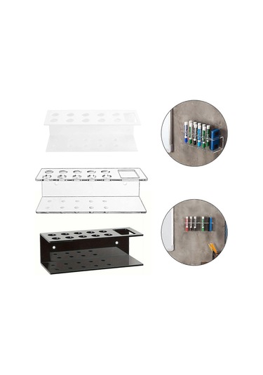 Ganzhoushop 10 Yuvalı İşaretleyici Kalem Düzenleyici Akrilik Duvar Rafı Kırtasiye Askısı Ofis Ve Sınıf Öğretmeni Beyaz Tahta Malzemeleribeyaz