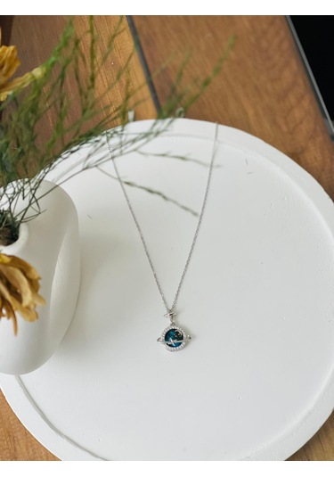 Galaxy Satürn Model Çelik Kolye Gümüş