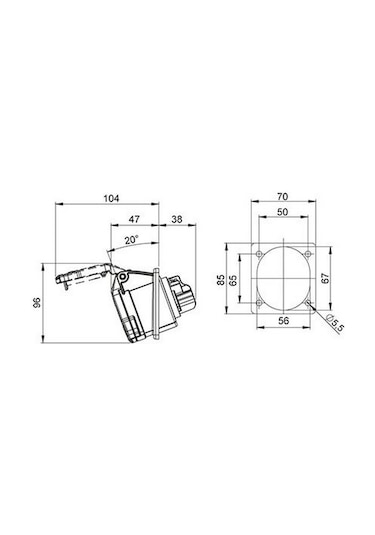 METE ENERJİ 406505V 4X16A. Ip44 Makıne Prizi -Egik (Vidalı Bağ.)