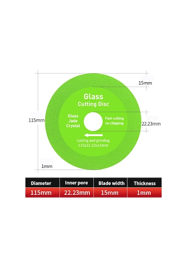 Moveevo Elmas Kesme Diskli 100/115mm Ultra İnce Cam, Seramik Ve Şarap Şişesi Kesme Ve Taşlama Seti