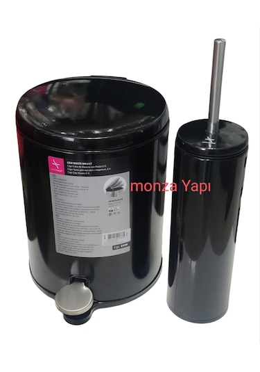 Primanova Cigo Çelik Çöp Kovası Soft Ve Wc Tuvalet Fırçası Siyah