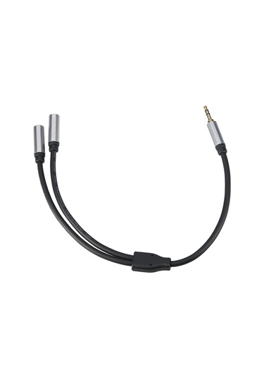 Teltree 3.5mm Erkekden Çift 3.5mm Dişeye Ses Kablosu - 0.3m Siyah, Kulaklık Bölücü, Altın Kaplı Arayüz, Enamel Bakır İletken