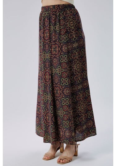 Nurören Viskon Kumaş 8 Parça Uzun Kadın Etek- Mor Mor