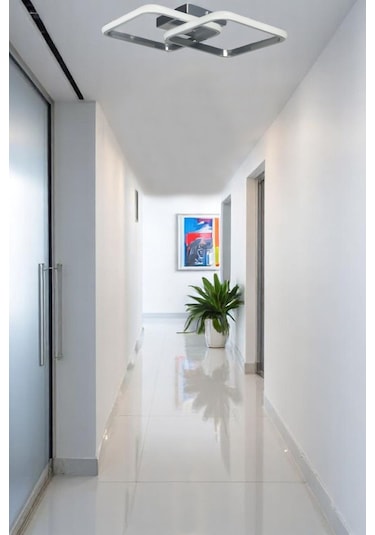 Kira Modern Tasarım Krom Renk Salon - Mutfak - Hol Beyaz Led 2 Li Avize Krom