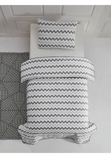 Suvay Kapitoneli Tek Kişilik Yatak Örtüsü Çift Taraflı Renkli Genç Ve Çocuk Odası Kapitone Yatak Örtüsü Gri