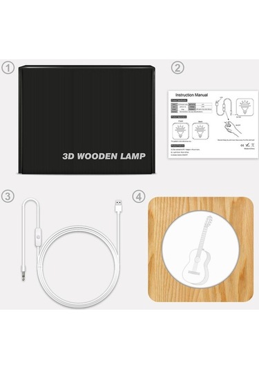 Trendooze Homyl Usb Düşük Güç Enerji Led Gece Işığı 3d Ahşap Modeli Pembe Renk Odun