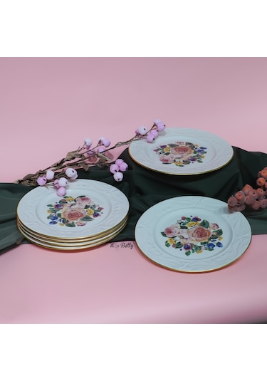 Rose Deluxe Porselen 6'lı Servis Tabağı Pembe
