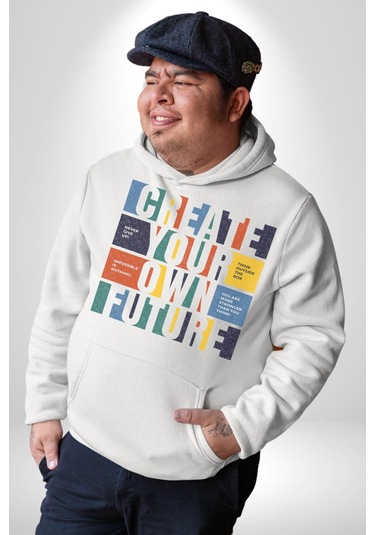 Geleçeği Seninle Planlayalım Kadın Erkek Beyaz Kapüşonlu Sweatshirt Hoodie Beyaz