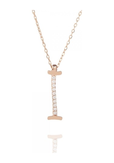 925 Ayar Gümüş Rose Kaplama I Harf Kolye