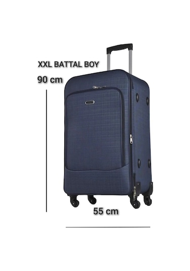 Xxl Battal Boy Dev Boy 90 Cm Körüklü Kumaş Valiz & Bavul Lacivert