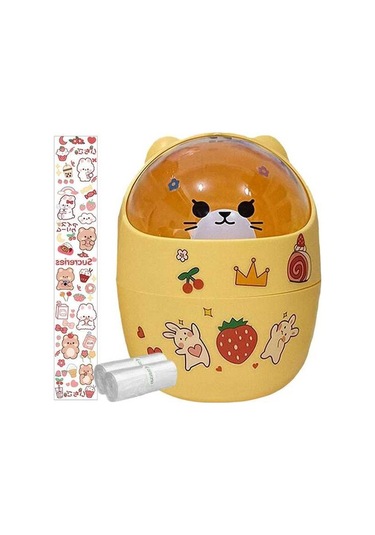 Pazly Suntek Sepeti Sarı Minik Mini Kutusu Konteyner Kalemlik Ev Çöp Ayı İy Sarı