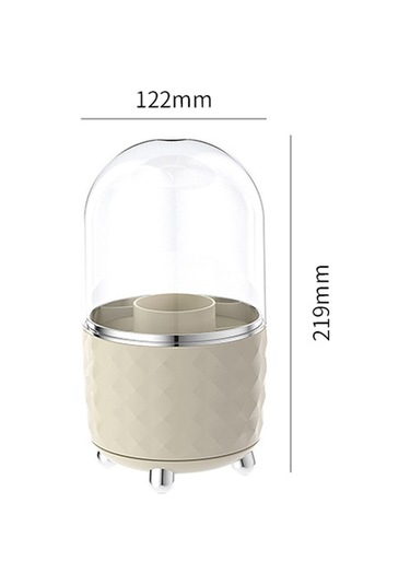 Symbee Plastik Döner Makyaj Fırçası Kutusu - 6 Bölmeli, Kapaklı, Toz Koruyucu, Masaüstü Organizer Şeffaf Gümüş Şeffaf