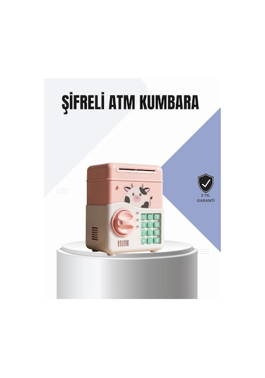 Pembe Elektronik Şifreli Otomatik Para Çeken Atm Kumbarası - Lisinya
