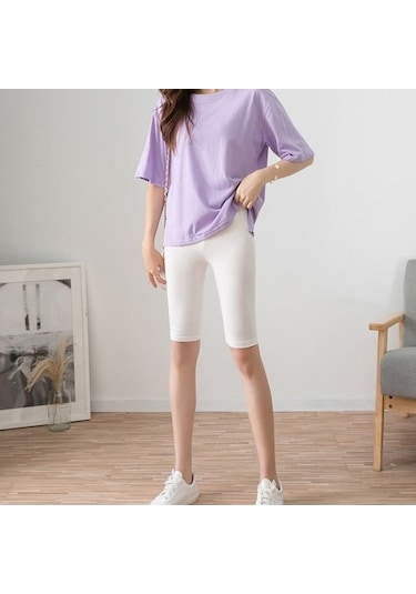 Tongxida Modal Spor Tayt Kadın Diz Boyu Buzağı Uzunluğu Yoga Pantolon Sarı 70-80kg Sarı