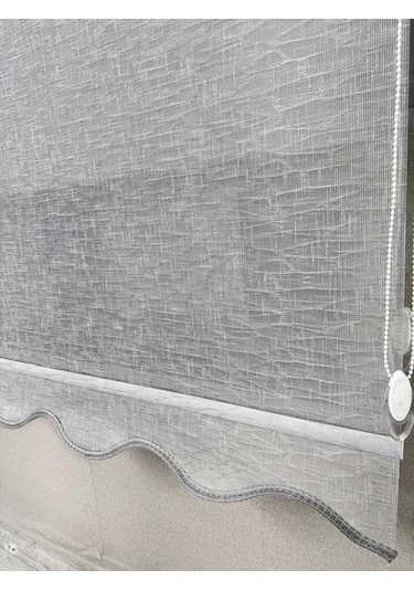 Bbb Keten Kumaşlı Çift Mekanizmalı Tül Stor Perde Tsk1004 Gri