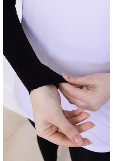 Likralı Penye Kolluk Siyah - Pratik Kadın Tesettür Düz Namaz Kolluğu 1 Çift 40cm Viskon Hijab Siyah