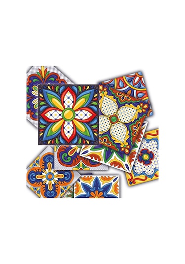 Tink Kendinden Yapışkanlı Karnaval Desenli Pvc Karo Kaplama 15x15 Cm 10'lu Paket