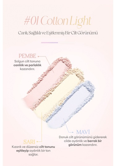 Dasique Ton Eşitleyici & Sabitleyici Fırınlanmış Pudra Correcting Finish Powder 01 Cotton Light