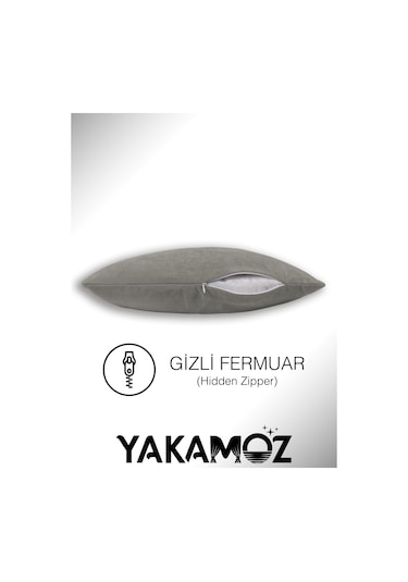 Br Yakamoz Ekru Renk Kırlent , Yastık Kılıfı Kadife Görünümlü Velvet Touch Serisi Ekru