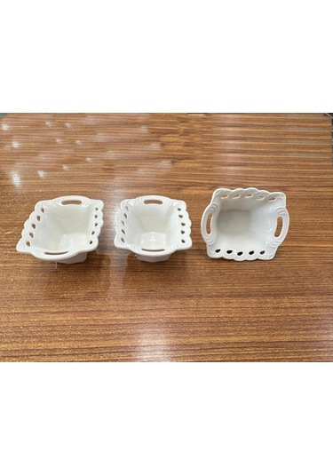 Cooker Dikdörtgen Model Porselen Reçellik 3'lü Beyaz