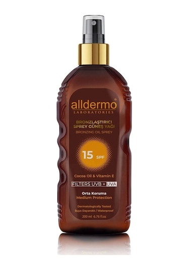 Alldermo Bronzlaştırıcı Sprey Güneş Yağı SPF15 200 ML