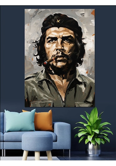 Savaşçı Che Guevara Portre Dekoratif Kanvas - Mdf Ahşap Tablo