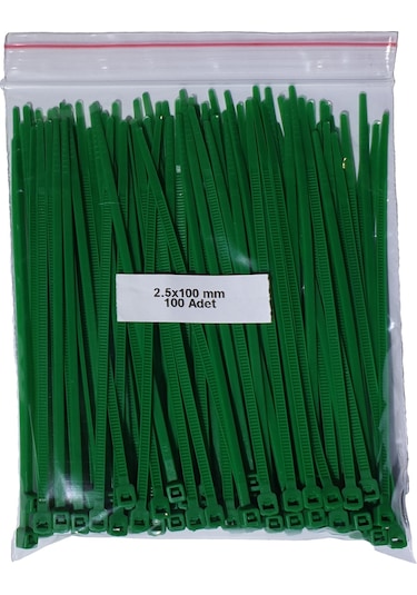Plastik Kablo Bağı Yeşil 2,5 x 100 mm Cırt Kelepçe 100 Adet